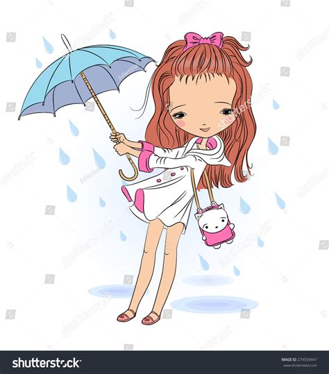 Girl Walking On Street Rain Background Stock Vector (Royalty Free) 274559447 | Shutterstock