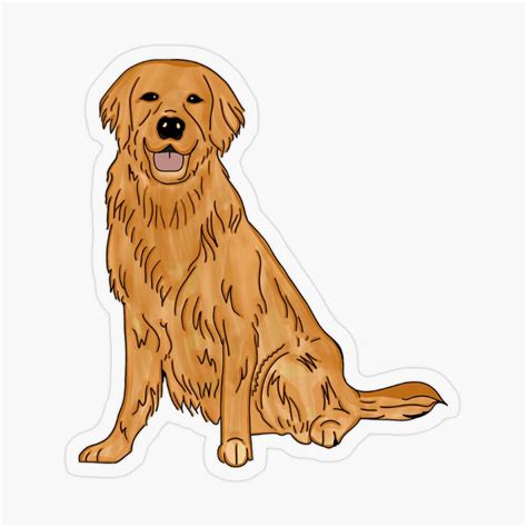 "Golden Retriever" Sticker for Sale by kmsnyder | Golden retriever cartoon, Golden retriever ...