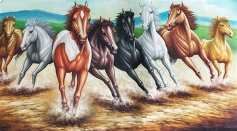 8 Running Horses Feng Shui Painting With Mountains Background | Etsy