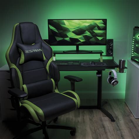 RESPAWN 3000 Gaming Computer Desk - Ergonomic Height Adjustable Gaming Desk, in Green (RSP-3000 ...