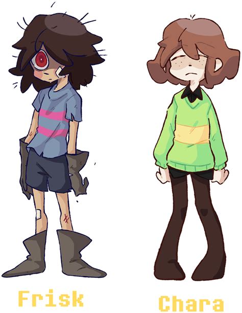 Redesigns of my Old 2016 Undertale AU's designs of Chara and Frisk (They haven't changed much ...