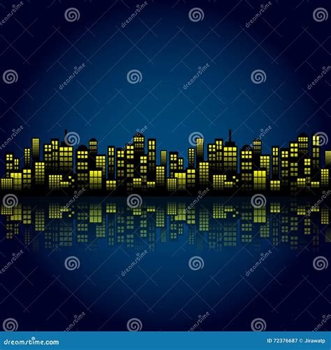 Style Cartoon Night City Skyline Background. Stock Vector - Illustration: 72376687