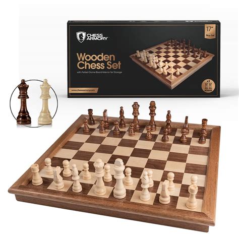 Buy Chess Armory Wooden Chess Set - 17 inch Large Chess Board Sets for Adults and Kids with ...