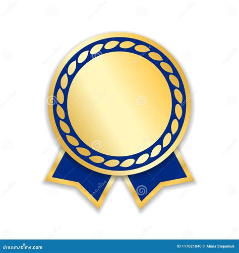 Award Ribbon Isolated. Gold Blue Design Medal, Label, Badge, Certificate Stock Vector ...