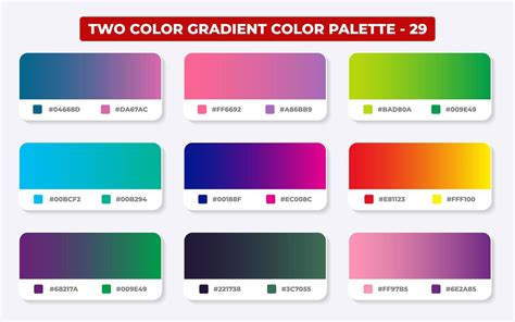 Gradient color palette with color codes in RGB or HEX, Catalog, Trendy colors, Gradient swatches ...