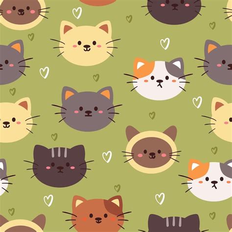 Premium Vector | Seamless pattern cartoon cat cute animal wallpaper