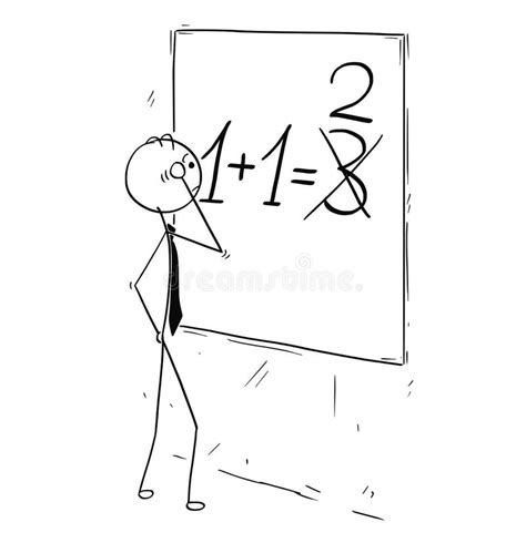 Cartoon of Businessman Calculating Mistake on Wall Board Stock Vector - Illustration of plus ...