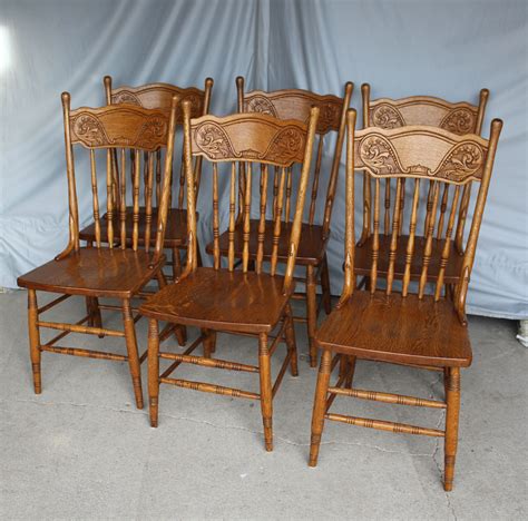 Bargain John's Antiques | Antique Set of Six Oak Pressback Chairs - Bargain John's Antiques