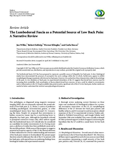 (PDF) The Lumbodorsal Fascia as a Potential Source of Low Back Pain: A Narrative Review | Robert ...