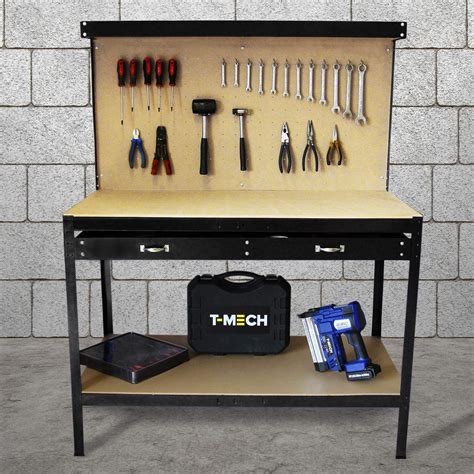 Buy Garage Workbench With Pegboard Drawer Heavy Duty Bench Steel Tool Storage Station Unit With ...