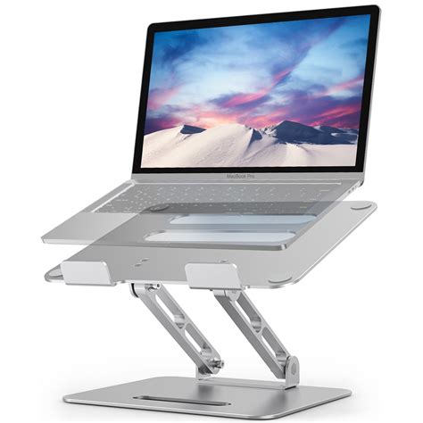 Laptop Stand, Ergonomic Laptop Holder Adjustable Height Angle Aluminum with Slide-Proof Silicone ...