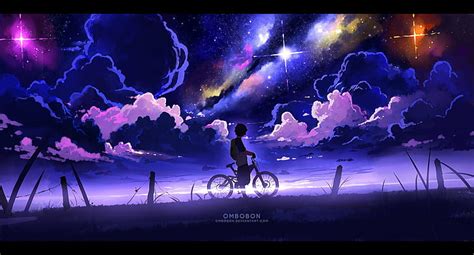 Online crop | HD wallpaper: Anime, Boy, Night, Stars | Wallpaper Flare