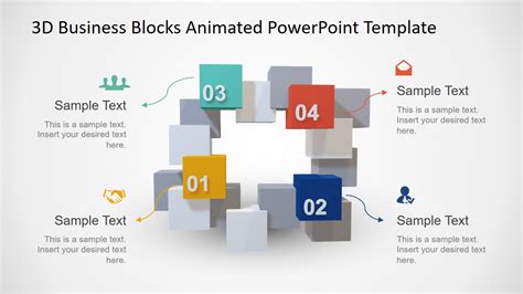 Animated 3D Square Connected Block PowerPoint Templates - SlideModel