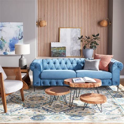 Decorating Around a Blue Sofa - 20 Timeless Ideas | Blue sofa living, Light blue sofa, Blue sofa