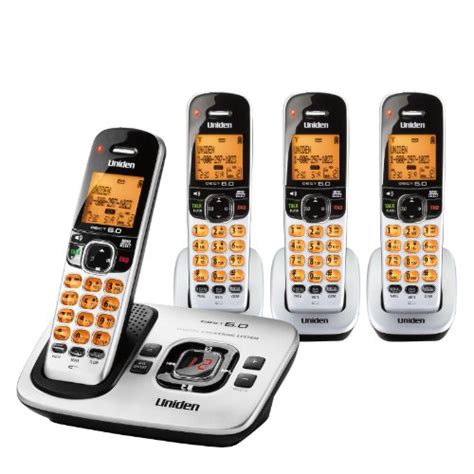 Uniden DECT 6.0 Expandable 4 Handset Cordless Phone with Digital Answering System - Silver ...