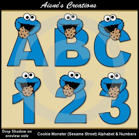 Cookie Monster Sesame Street Alphabet Letters & Numbers Clip