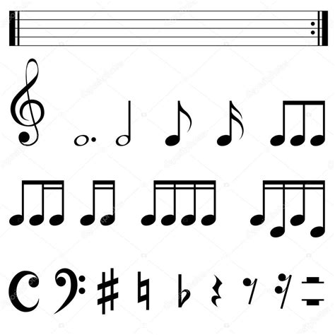 Pictures: music notes symbols and meanings | Standard music notation symbols — Stock Vector ...