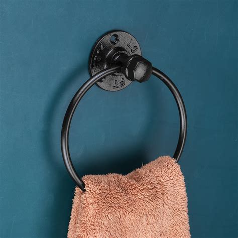 Black Towel Ring, Bathroom Hand Towel Holder, Modern Circle Towel Hanger, Wall Mounted Sturdy ...