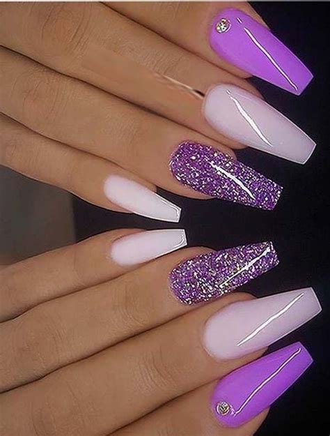 Acrylic Nail Designs Ombre Light Purple Coffin - Tips Color Short Acrylic Nails