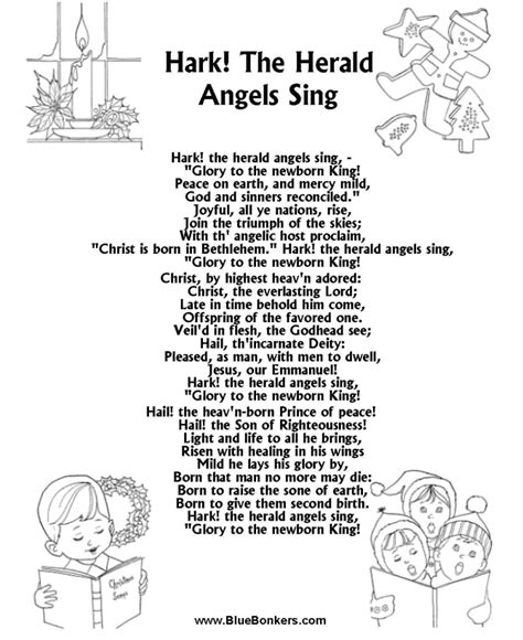 Bible Printables - Christmas Songs and Christmas Carol Lyrics - HARK! THE HEARLD ANGELS SING