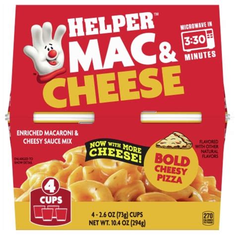 Hamburger Helper Bold Cheesy Pizza Mac & Cheese Microwave Cups, 4 ct / 2.6 oz - Fred Meyer