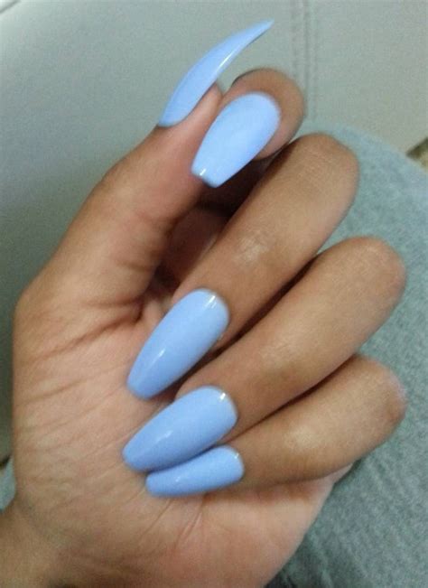 Matte Light Blue Coffin Nails Pastel Blue Press/Glue on Long | Etsy