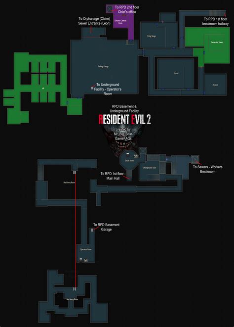 Resident Evil 2 RPD Basement & Underg Mapround Facility Map for Xbox One by Reala - GameFAQs