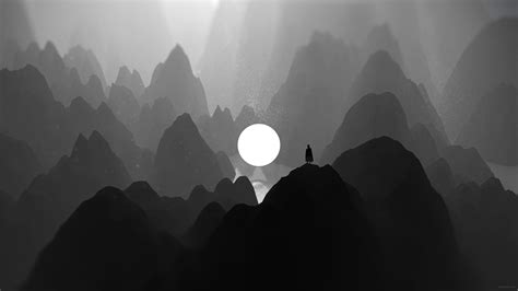 #Darkness #Lone #mountains | Desktop wallpaper art, Desktop wallpaper black, Black and white ...