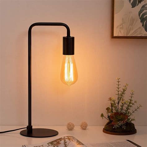 Modern Table Lamp - Industrial Nightstand Lamp, Black - Walmart.com