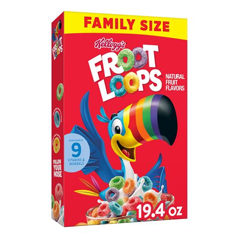 Buy Kellogg's Froot Loops Breakfast Cereal, Fruit Flavored, Breakfast Snacks with C, Family Size ...