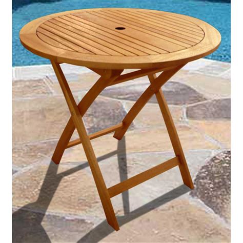 VIFAH® Round Outdoor Wood Folding Table - 218660, Patio Furniture at Sportsman's Guide