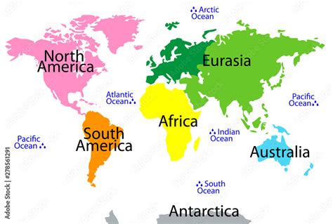 World Map Continents For Kids