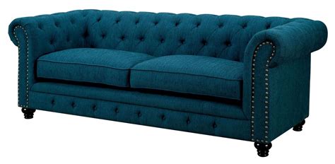 Stanford Dark Teal Fabric Sofa from Furniture of America (CM6269TL-SF) | Coleman Furniture