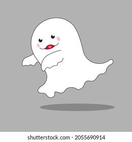 Vector Illustration Smiling Cute Ghost Character Stock Vector (Royalty Free) 2055690914 ...