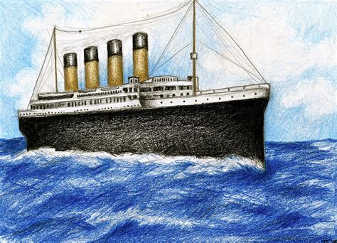 Titanic At Sea 1 Drawing by James Falciano