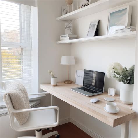 Premium AI Image | Minimalistic Home Office with White Desk