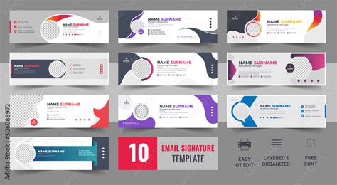 Email signature template design bundle. Corporate mail business email signature vector banner ...