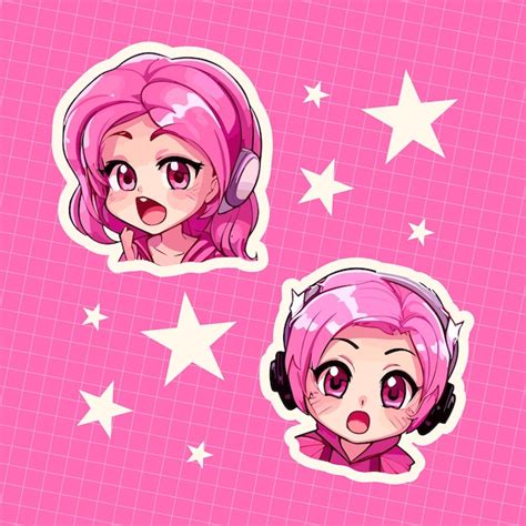 Premium Vector | Cute anime girl stickers