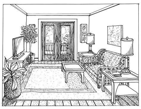 One Point Perspective Room Drawing Worksheet