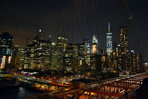 Night Manhattan view stock image. Image of cityscape - 98155553