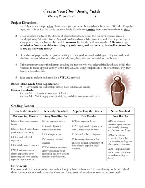 Density Bottle Assignment