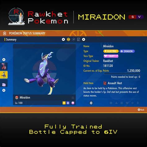 Miraidon (6IV, Battle Ready) – Pokemon Scarlet and Violet - Rawkhet Pokemon