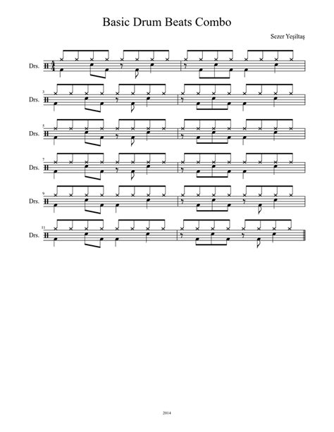 Basic Drum Beats Combo Sheet music | Download free in PDF or MIDI | Musescore.com