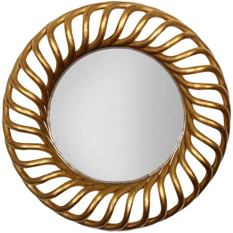 Large Round Gold Gilt Mirror For Sale at 1stdibs