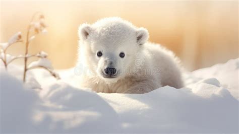 A Cute Baby Polar Bear in Snow Winter Stock Illustration - Illustration of peace, cute: 301287644