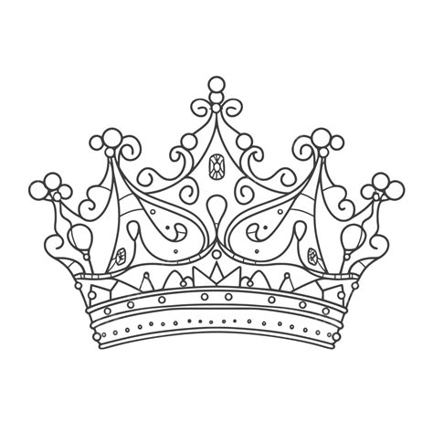 Crown Coloring Page Elegant Printable Royal Crown Crown Outline Sketch Drawing Vector, Crown ...