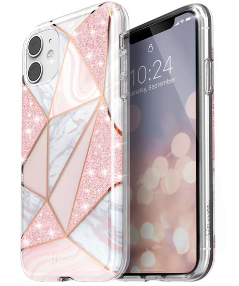 Vena iPhone 11 Marble Glitter Case, MELANGE Glitter Marble Bumper Protective Case - Marble Rose ...