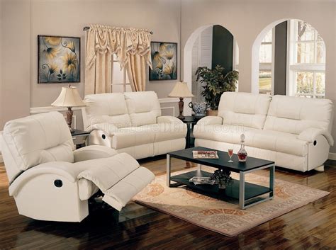 White Bonded Leather Motion Living Room Sofa w/Options