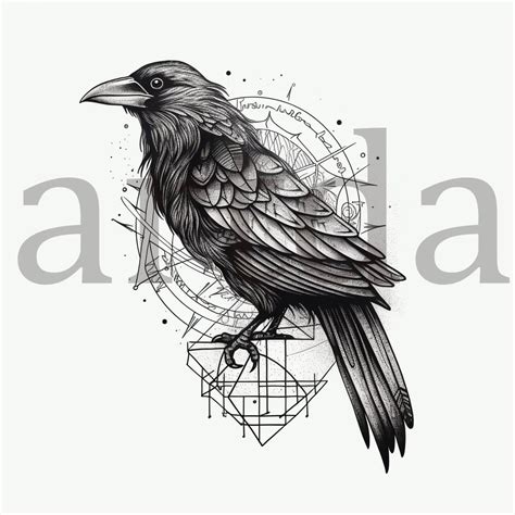 Crow Tattoo Design With Minimalist and Abstract Touches - Etsy