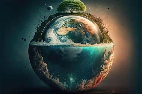 Premium Photo | Birth of the planet earth fantasy art